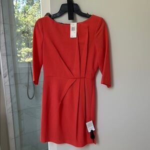 Black Halo Red Pleated Sheath Dress